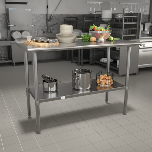 FLASH FURNITURE NHWT2448BSP Stainless Steel Prep And Work Table, 36inH x 48inW x 24inD, Silver FLASH FURNITURE NHWT2448BSP Stainless Steel Prep And Work Table, 36inH x 48inW x 24inD, Silver