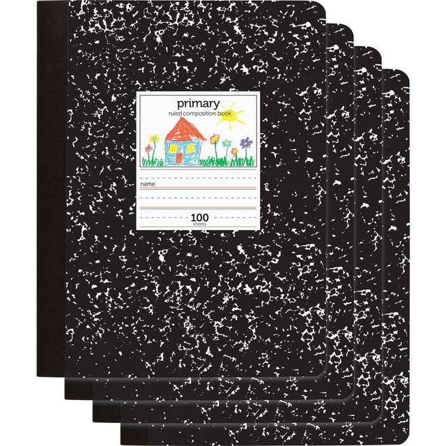 OFFICE DEPOT CJV202234 Brand Primary Composition Book, 7-1/2in x 9-3/4in, Unruled/Primary Ruled, 100 Sheets Per Book, Pack Of 4 Books OFFICE DEPOT CJV202234 Brand Primary Composition Book, 7-1/2in x 9-3/4in, Unruled/Primary Ruled, 100 Sheets Per Book, Pack Of 4 Books