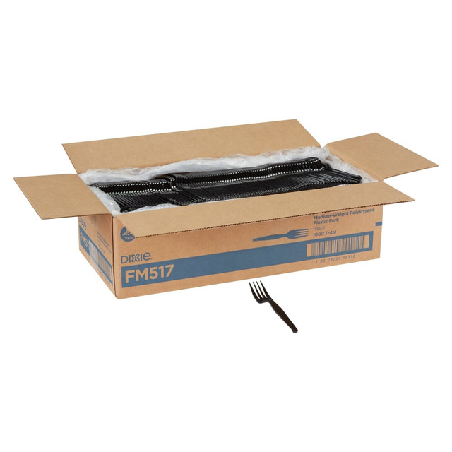 DIXIE FOODS FM517 Dixie Polystyrene Forks, Black, Pack Of 1,000 DIXIE FOODS FM517 Dixie Polystyrene Forks, Black, Pack Of 1,000