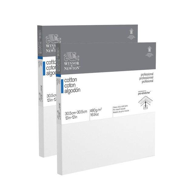 WINSOR & NEWTON 2PK6203007 Professional Cotton-Stretched Traditional Canvases, 12in x 12in, White, Pack Of 2 WINSOR & NEWTON 2PK6203007 Professional Cotton-Stretched Traditional Canvases, 12in x 12in, White, Pack Of 2