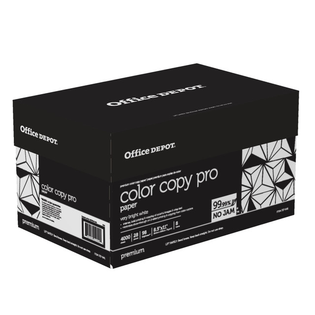 OFFICE DEPOT OD44125-CTN  Color Copy Paper, White, Letter (8.5in x 11in), 4000 Sheets Per Case, 28 Lb, 98 Brightness, Case Of 8 Reams