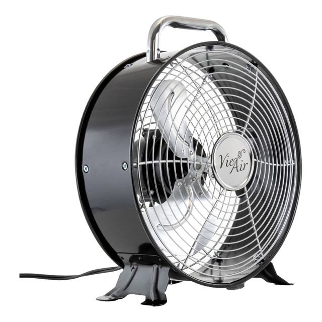 MEGAGOODS, INC. 99596359M Vie Air 12in 2-Speed High-Velocity Retro Drum Fan, 14inH x 12inW x 5-3/4inD, Black