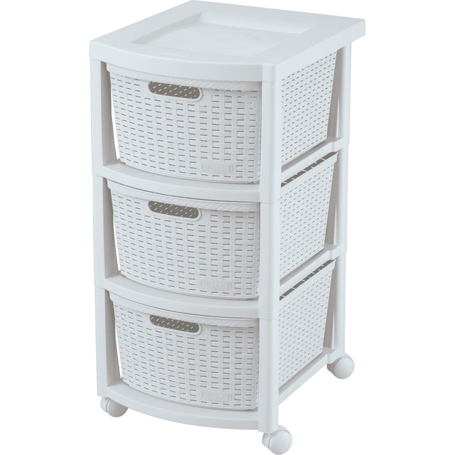 INVAL AMERICA, INC. 10430 Rimax Plastic 3-Drawer Rolling Storage Cart, 26in x 12in x 15 4/9in, White