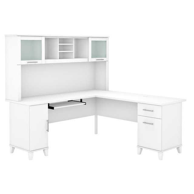 BUSH INDUSTRIES INC. SET001WH Bush Furniture Somerset 72inW L-Shaped Desk With Hutch, White, Standard Delivery