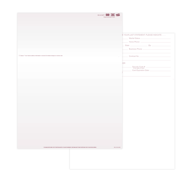 TAYLOR CORP WLCS104-BK Laser 2-Sided Healthcare Medical Billing Statements, Preprinted MC/Visa/Discover Credit Card Accepted, 1-Part, 8-1/2in x 11in, Burgundy, Pack Of 500 Sheets TAYLOR CORP WLCS104-BK Laser 2-Sided Healthcare Medical Billing Statements, Preprinted MC/Visa/Discover Credit Card Accepted, 1-Part, 8-1/2in x 11in, Burgundy, Pack Of 500 Sheets