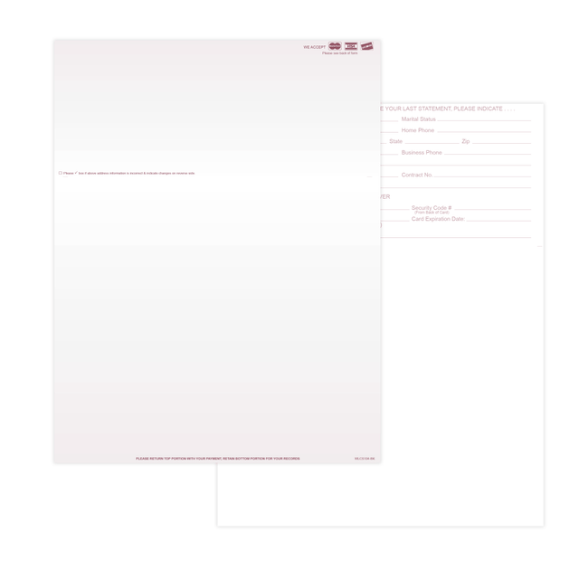 TAYLOR CORP Taylor Corporation WLCS104-BK Laser 2-Sided Healthcare Medical Billing Statements, Preprinted MC/Visa/Discover Credit Card Accepted, 1-Part, 8-1/2in x 11in, Burgundy, Pack Of 500 Sheets