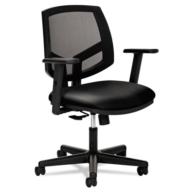 HON COMPANY 5713SB11T Volt Series Mesh Back Leather Task Chair with Synchro-Tilt, Supports Up to 250 lb, 18.13" to 22.38" Seat Height, Black