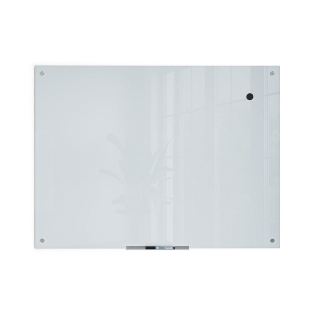 UBRANDS, LLC 2299U00-01 U Brands Magnetic Glass Dry-Erase Board, 48in X 36in, White Frosted Surface, Frameless, Actual Size 47in X 35in (2299U00-01)
