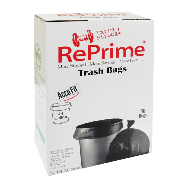 HERITAGE TRAVELWARE LTD H7450TKRC1 Heritage Accufit Can Liners, 44 Gallon, 0.9 Mil, Black, Box Of 50 HERITAGE TRAVELWARE LTD H7450TKRC1 Heritage Accufit Can Liners, 44 Gallon, 0.9 Mil, Black, Box Of 50