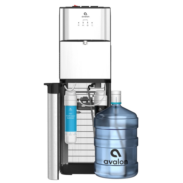 BHRS GROUP LLC 1278553 Avalon Bottom-Loading Water Cooler/Dispenser, 41inH x 12inW x 13inD, Silver BHRS GROUP LLC 1278553 Avalon Bottom-Loading Water Cooler/Dispenser, 41inH x 12inW x 13inD, Silver