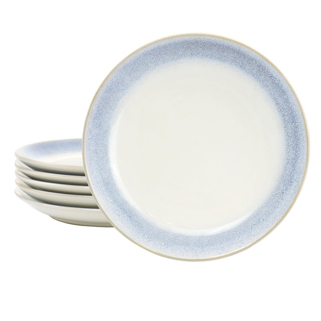 GIBSON OVERSEAS INC. 995116367M Martha Stewart 6-Piece Stoneware Salad Plate Set, 8-1/4in, Blue Rim GIBSON OVERSEAS INC. 995116367M Martha Stewart 6-Piece Stoneware Salad Plate Set, 8-1/4in, Blue Rim