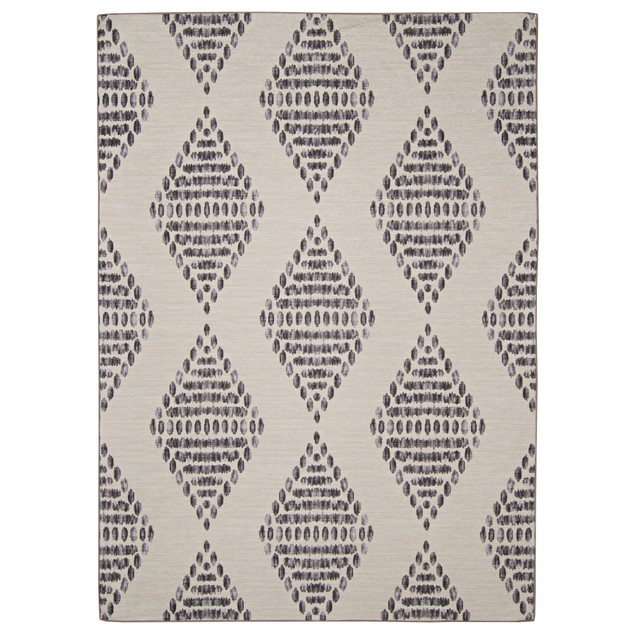 LINON HOME DECOR PRODUCTS, INC OD5075 Linon Washable Outdoor Area Rug, Witmer, 5ft x 7ft, Ivory/Brown