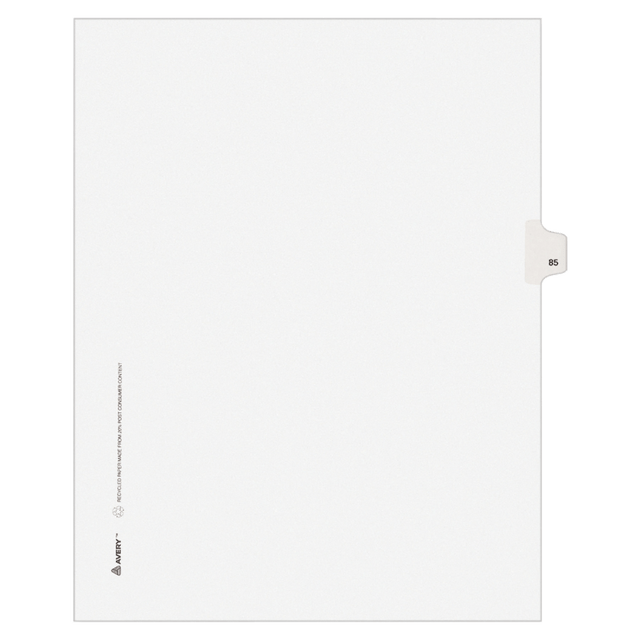 AVERY PRODUCTS CORPORATION 82283 Avery Allstate-Style 30% Recycled Collated Legal Exhibit Dividers, 8 1/2in x 11in, White Dividers/White Tabs, 85, Pack Of 25 Tabs
