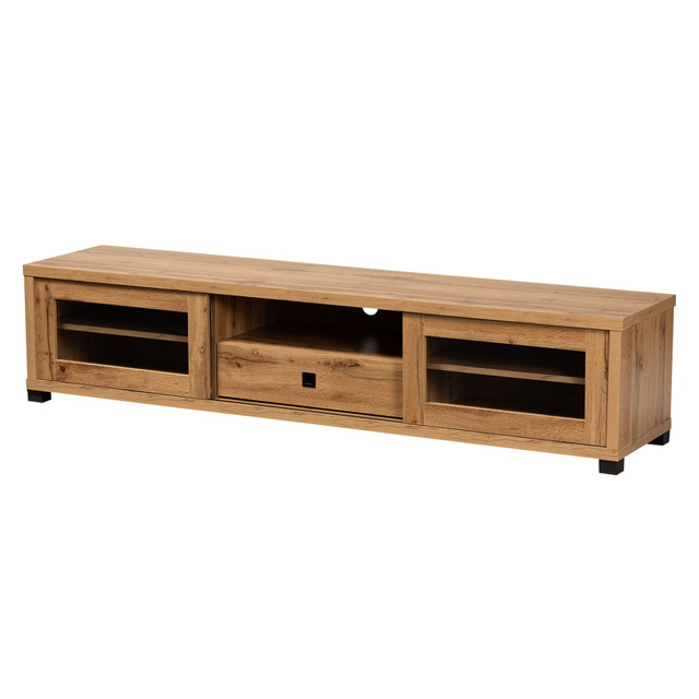 WHOLESALE INTERIORS, INC. 2721-11999 Baxton Studio Beasley 1-Drawer TV Stand For 70.87in TVs, Oak Brown/Black