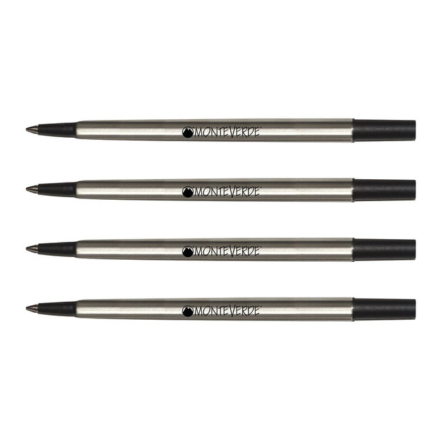 YAFA A PEN COMPANY P223BK Monteverde Rollerball Refills For Parker Rollerball Pens, Fine Point, 0.5 mm, Black, Pack Of 4 Refills