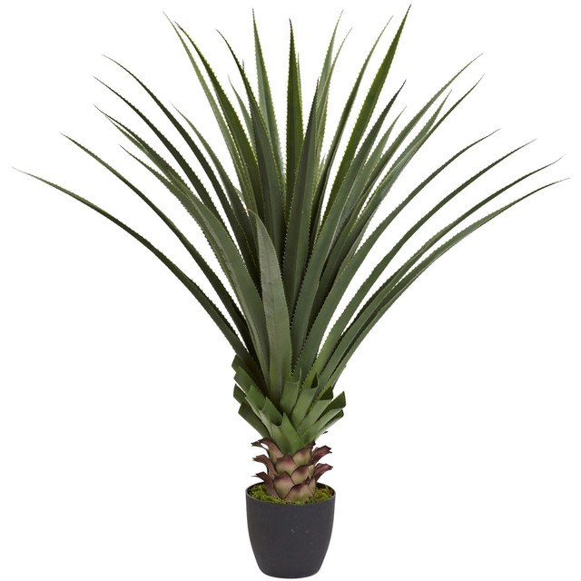 NEARLY NATURAL INC. 6813 Nearly Natural 4ftH Plastic Spiked Agave Plant With Pot, Green NEARLY NATURAL INC. 6813 Nearly Natural 4ftH Plastic Spiked Agave Plant With Pot, Green