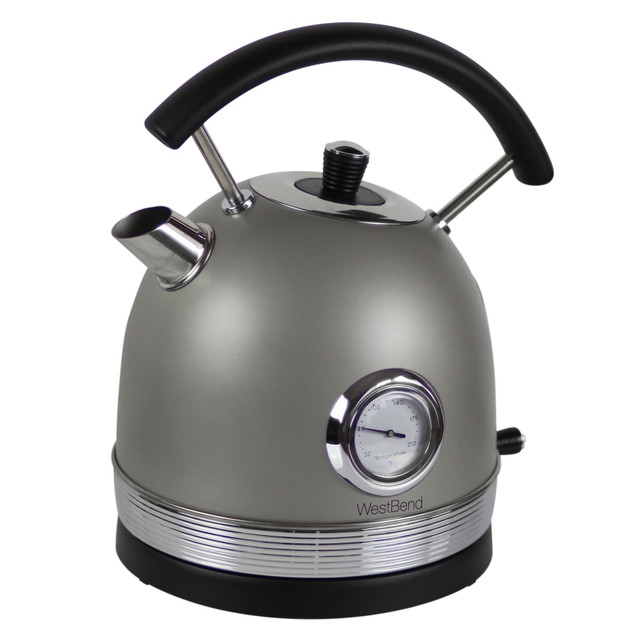 GREENFIELD WORLD TRADE INC. West Bend KTWBRTGR13  Retro 1.7L Stainless Steel Electric Kettle, Gray