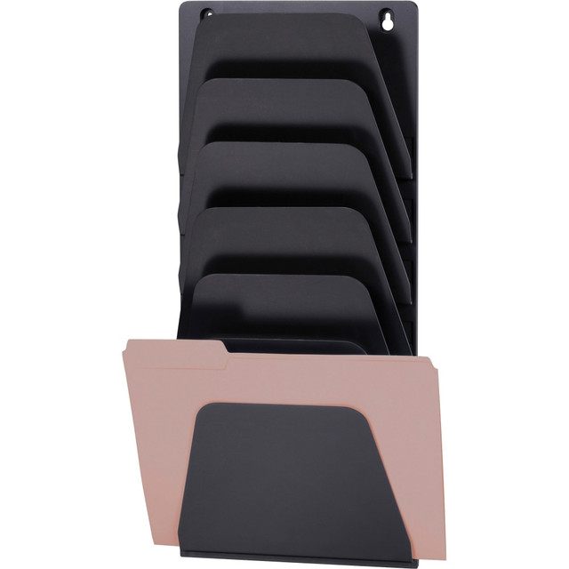 OFFICEMATE INTERNATIONAL CORP. OIC 21505  7 Compartment Wall File Holder - 7 Compartment(s) - 22.4in Height x 9.5in Width x 2.9in Depth - Wall Mountable - Black - Plastic - 7 / Each