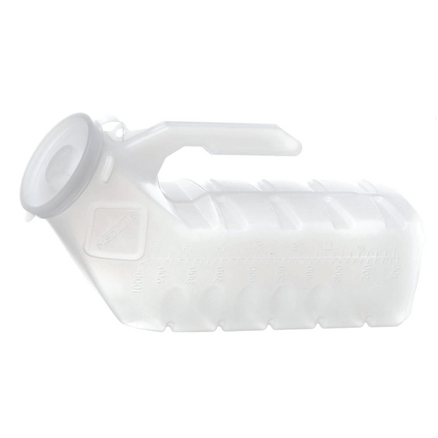 MEDLINE INDUSTRIES, INC. DYND80234 Medline Supreme Urinals, Male, Mini, 32 Oz, Clear, Case Of 12 MEDLINE INDUSTRIES, INC. DYND80234 Medline Supreme Urinals, Male, Mini, 32 Oz, Clear, Case Of 12