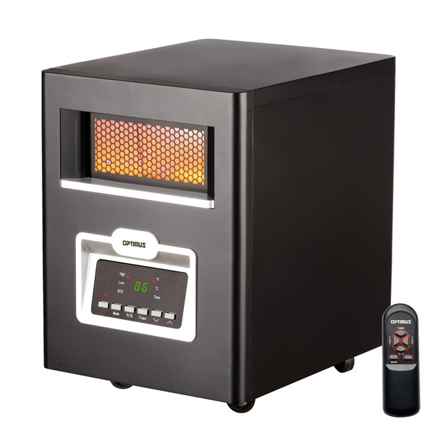 OPTIMUS ENTERPRISE, INC. 995109280M Optimus Infrared Quartz Heater With Remote And LED Display, 15-1/8in x 11-1/2in