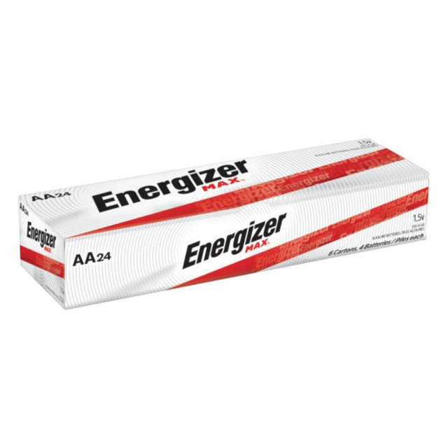 ENERGIZER BRANDS LLC E91-BX Energizer Max AA Alkaline Batteries, Pack Of 24 Batteries, E91SBP-24H