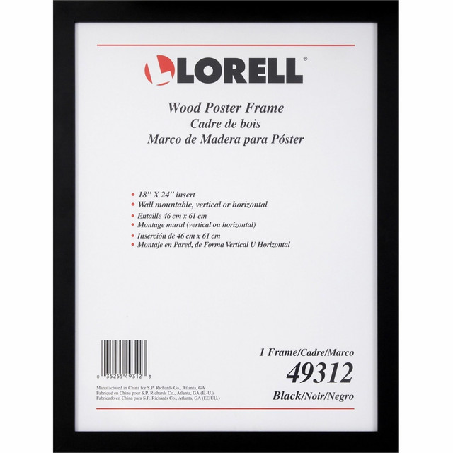 SP RICHARDS 49312 Lorell Wide Frame - 18in Frame Size - Rectangle - Horizontal, Vertical - Black - 1 Each