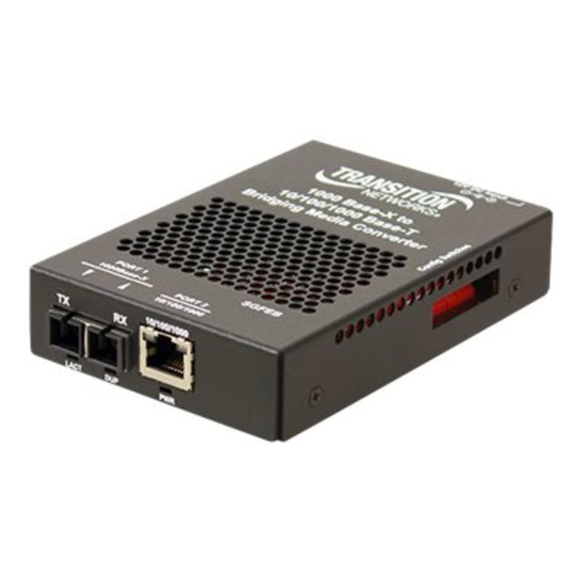 TRANSITION NETWORKS SGFEB1014-130-NA Stand-Alone 10/100/1000 Ethernet Media Converter - Fiber media converter - GigE - 10Base-T, 1000Base-LX, 100Base-TX, 1000Base-T - RJ-45 / SC single-mode - up to 6.2 miles - 1310 nm TRANSITION NETWORKS SGFEB1014-130-NA Stand-Alone 10/100/1000 Ethernet Media Converter - Fiber media converter - GigE - 10Base-T, 1000Base-LX, 100Base-TX, 1000Base-T - RJ-45 / SC single-mode - up to 6.2 miles - 1310 nm