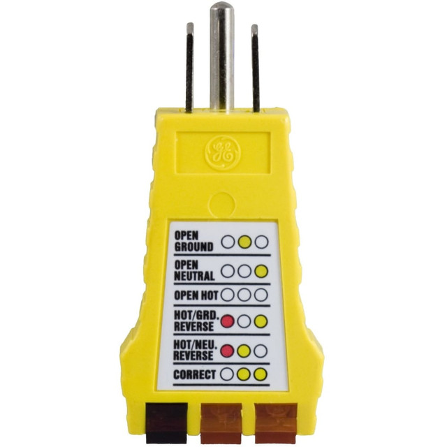 JASCO GE 50542  3 - Wire Receptacle Tester - Cable Fault Testing, Mismatched Wiring Testing - Alkaline