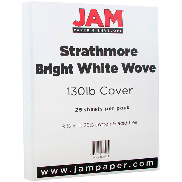 IMSI SOFTWARE PUBLISHING 1196723 JAM Paper Card Stock, Strathmore Bright White Wove, Letter (8.5in x 11in), 130 Lb, Pack Of 25