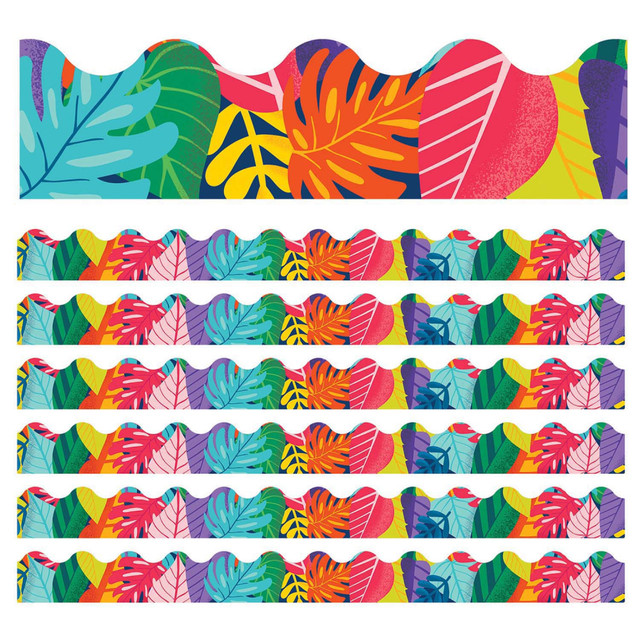 EDUCATORS RESOURCE CD-108407-6 Carson Dellosa Education Scalloped Border, One World Colorful Leaves, 39ft Per Pack, Set Of 6 Packs