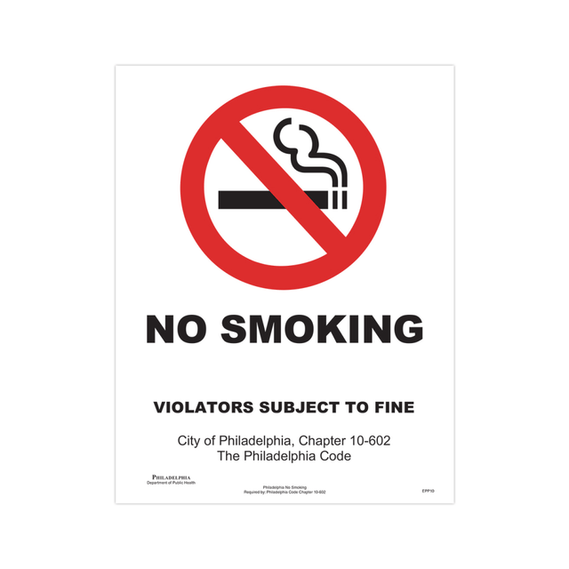 TAX FORMS PRINTING, INC. EPP10 ComplyRight City & County Specialty Posters, No Smoking, English, Philadelphia, 8 1/2in x 11in TAX FORMS PRINTING, INC. EPP10 ComplyRight City & County Specialty Posters, No Smoking, English, Philadelphia, 8 1/2in x 11in