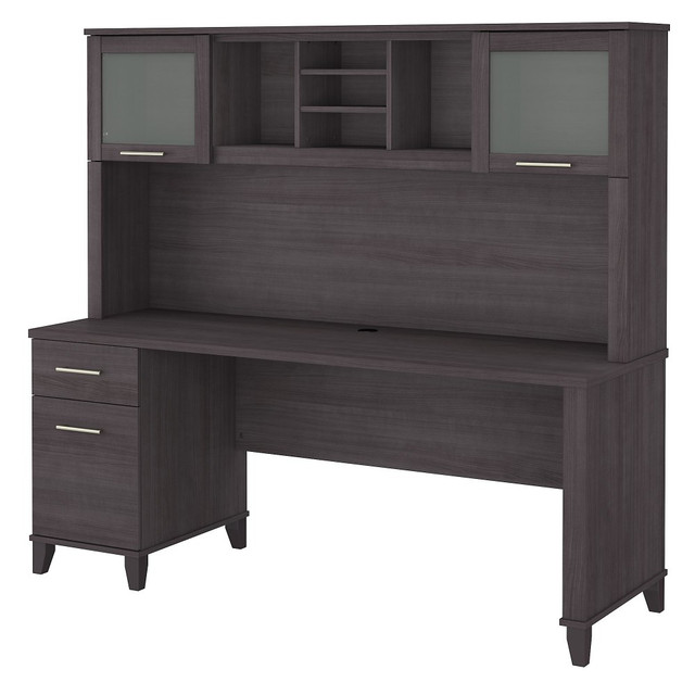 BUSH INDUSTRIES INC. SET018SG Bush Furniture Somerset 72inW Office Desk With Hutch, Storm Gray, Standard Delivery BUSH INDUSTRIES INC. SET018SG Bush Furniture Somerset 72inW Office Desk With Hutch, Storm Gray, Standard Delivery