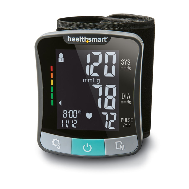 MABIS HEALTHCARE, INC. 04-820-001 HealthSmart Premium Series Universal Talking Wrist Digital Blood Pressure Monitor, Black/Gray