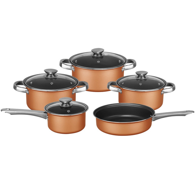 BRENTWOOD APPLIANCES, INC. BPS-309C Brentwood 9-Piece Aluminum Non-Stick Cookware Set, Copper