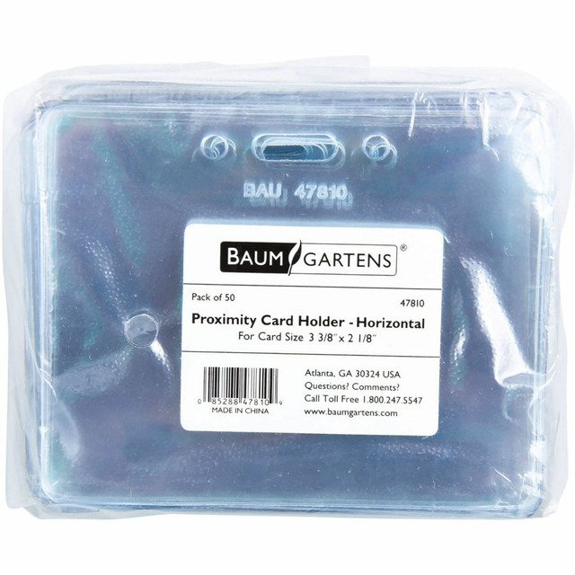BAUMGARTENS 47810 SICURIX Badge Holder - Support 3.50in x 2.37in Media - Horizontal - Vinyl - Clear - 50 / Pack BAUMGARTENS 47810 SICURIX Badge Holder - Support 3.50in x 2.37in Media - Horizontal - Vinyl - Clear - 50 / Pack