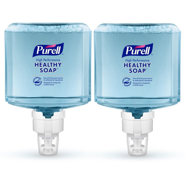 PURELL Brand CLEAN RELEASE Technology (CRT) HEALTHY SOAP High Performance Foam quickly removes bacteria and soils commonly found in healthcare settings while nourishing the skin. Studies found it removed soil germs better from dry or irritated skin than regular soaps with 3 times fewer germs left on the skin. There are no antibacterials, dyes, phthalates, parabens, and triclosan for a gentle, irritation-free hand wash that rinses fast and clean for easy gloving.  85% of healthcare decision-makers said the PURELL brand is one they trust, so choose the brand that ranks highest in effectiveness in healthcare environments with PURELL Brand CRT HEALTHY SOAP  This hand soap removes 30% more dirt from hands2 thanks to CLEAN RELEASE Technology that reaches into skins cracks and crevices 2X better than regular soap1  Foam formulation is compatible with nitrile gloves and is free of fragrance, dyes, phthalates, parabens, and triclosan to provide gentle, irritation-free hand soap  Each PURELL Hand Soap refill is equipped with Energy-on-the-Refill technology that eliminates battery changes  This product is manufactured by a certified Women-Owned Business  Compatible with the ES8 Automatic Soap Dispenser (sold separately).  EcoLogo certified - reduced environmental impact from an overall lifecycle standpoint.  Less harsh chemicals - made with fewer harsh chemicals, or safer chemicals than typical alternatives, helping  reduce your use of and exposure to substances that may be more harmful to your health and the environment.