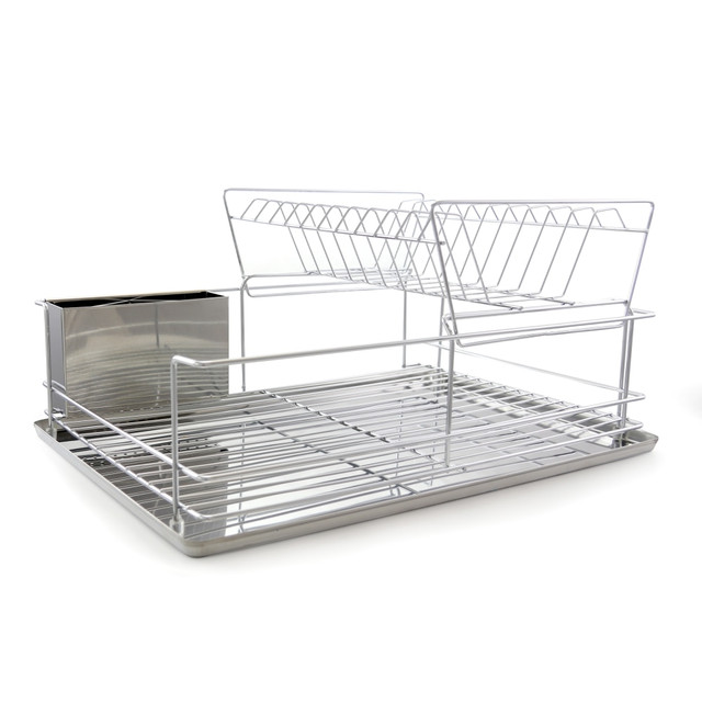 CRYSTAL PROMOTIONS 99589242M Better Chef 4-Piece Dish Drying Rack Set, 15inH x 22inW x 18-1/2inD, Chrome