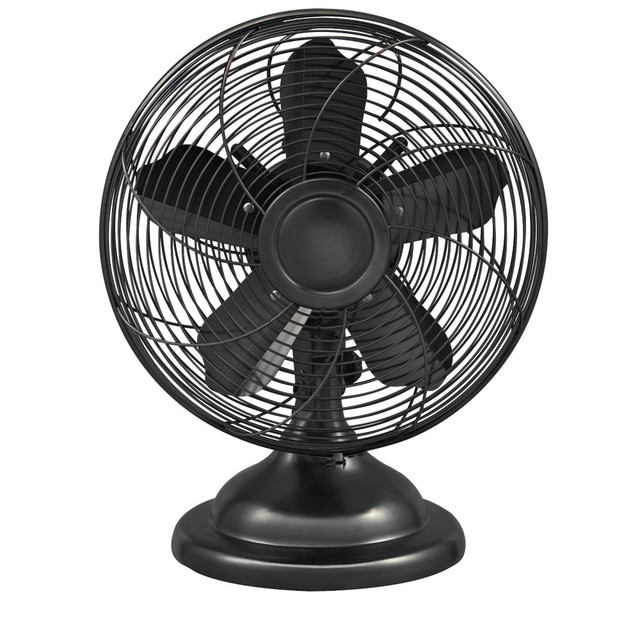 OPTIMUS ENTERPRISE, INC. 99579751M Optimus 12in Adjustable Oscillating Antique-Style Table Fan, 15in x 13in, Black OPTIMUS ENTERPRISE, INC. 99579751M Optimus 12in Adjustable Oscillating Antique-Style Table Fan, 15in x 13in, Black