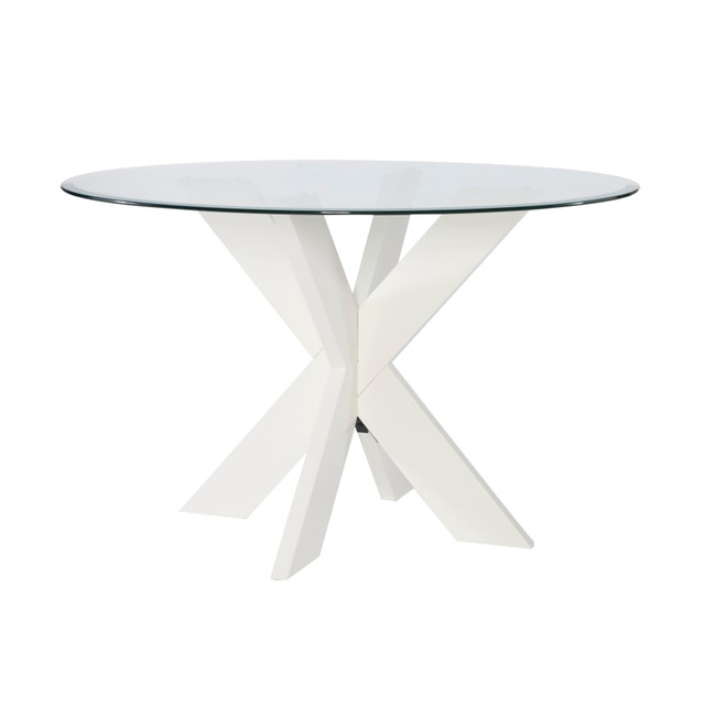 L. POWELL ACQUISITION CORP. Powell ODP2818  Avaloni X Base Dining Table, 30inH x 48inW x 48inD, White/Clear