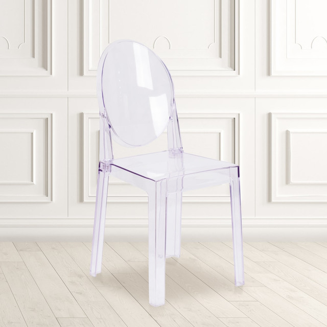 FLASH FURNITURE OWGHOSTBACK18  Polycarbonate Oval-Back Ghost Chair, Transparent Crystal