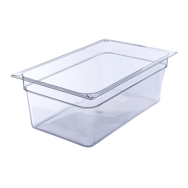 CARLISLE SANITARY MAINTENANCE PRODUCTS 10203B07 StorPlus Full-Size Plastic Food Pans, 8inH x 12 3/4inW x 20 3/4inD, Clear, Pack Of 6