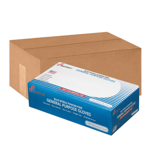 CENTRAL ASSOCIATION FOR THE BLIND, INC. 8415-01-492-0176 SKILCRAFT Disposable Nitrile General Purpose Gloves, Small, Blue, Box Of 100