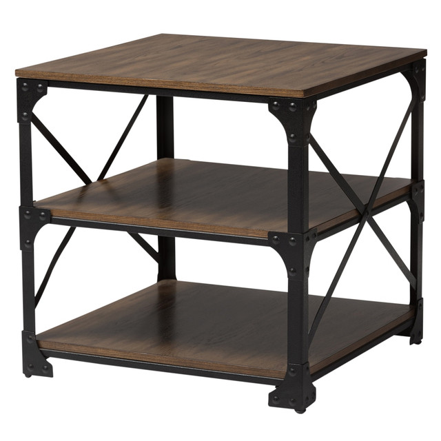 WHOLESALE INTERIORS, INC. 2721-10751 Baxton Studio Vintage Industrial Antique End Table, 24inH x 24inW x 24inD, Brown/Black WHOLESALE INTERIORS, INC. 2721-10751 Baxton Studio Vintage Industrial Antique End Table, 24inH x 24inW x 24inD, Brown/Black