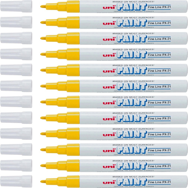 MITSUBISHI PENCIL CO.UK LTD Uni-Ball 63705DZ Fine Marker Point - Yellow Oil Based Ink - 1 Dozen