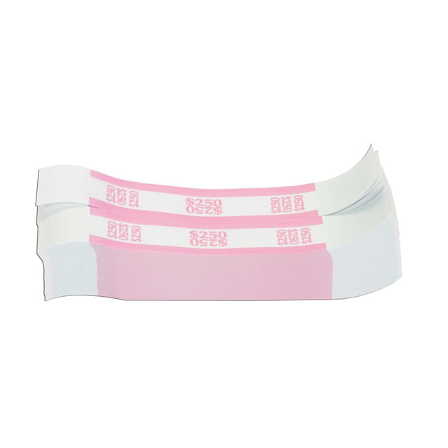 PAP-R PRODUCTS 400250 Currency Straps, Pink, $250, Pack Of 1,000