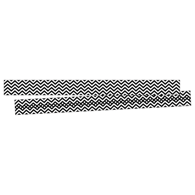 BARKER CREEK PUBLISHING, INC. BC3695 Barker Creek Double-Sided Border Strips, 3in x 35in, Chevron Black, Set Of 24
