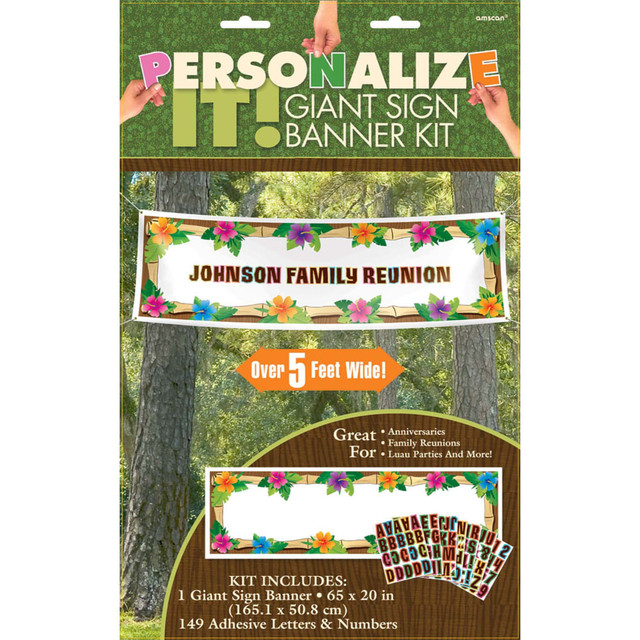 AMSCAN CO INC 120355 Amscan Customizable Giant Sign Banner, 20in x 64in, Summer Luau