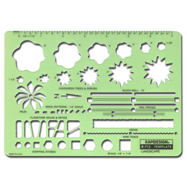 KOH-I-NOOR RAPIDOGRAPH, INC. R715 Rapidesign Landscape Drafting And Design Template KOH-I-NOOR RAPIDOGRAPH, INC. R715 Rapidesign Landscape Drafting And Design Template