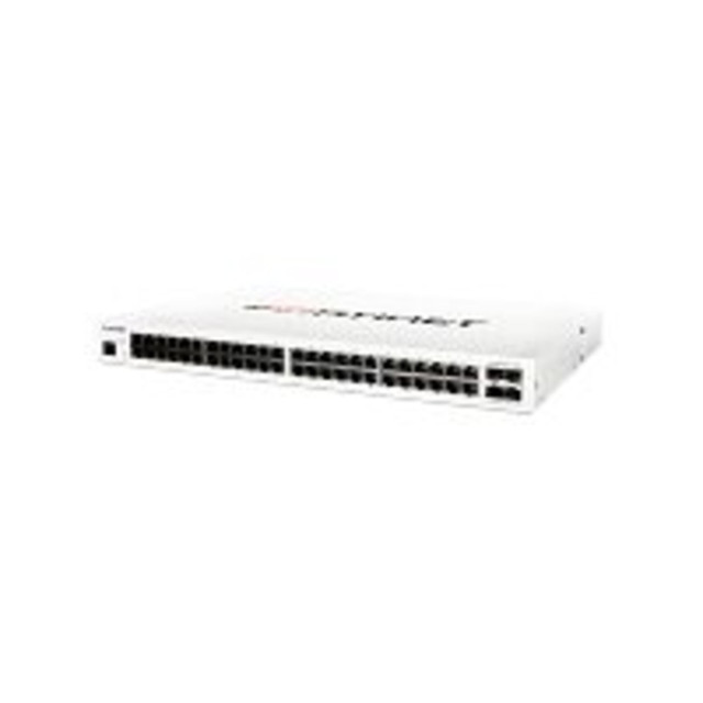 FORTINET, INC. FS-148E Fortinet FortiSwitch FS-148E Ethernet Switch - 48 Ports - Manageable - Gigabit Ethernet - 10/100/1000Base-T, 1000Base-X - 2 Layer Supported - Modular - 4 SFP Slots - 19.80 W Power Consumption - Optical Fiber, Twisted Pair - 1U 