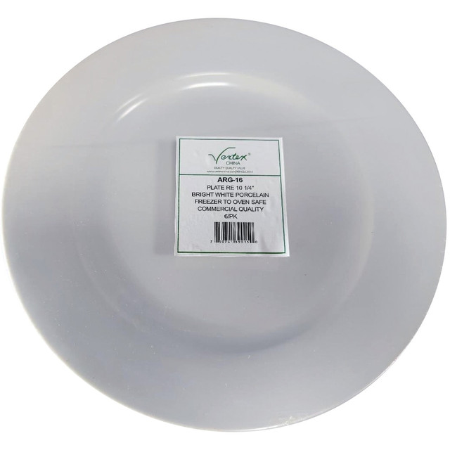 VERTEX CHINA Hoffman ARG-16/6  Vertex China Ceramic Argyle Collection Rolled Edge Plates, 10-1/4in, Bright White, Case Of 12 Plates